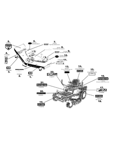 Decal Map 48-Inch Diagram and Parts List for ENFORCER48 53AH3AGN050-22HP Cub Cadet Lawn Tractor